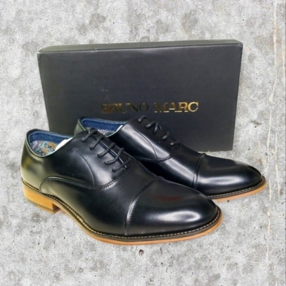 Bruno Marc Men's Oxford Black  Dress Shoes Size 6½ With Box and Shoe Bag